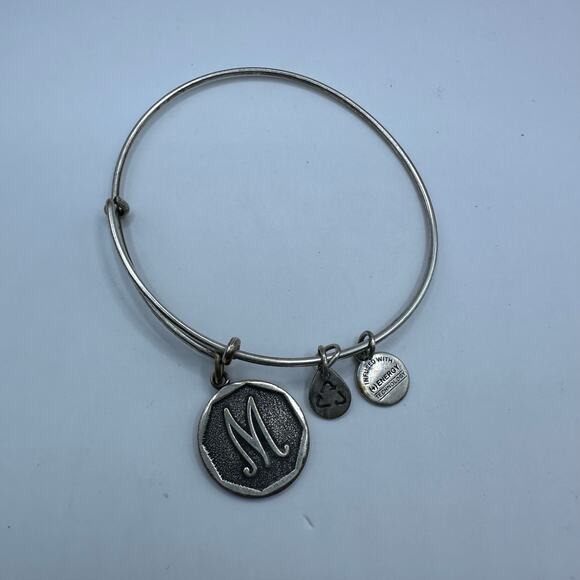 Alex and Ani bracelet M Initial Silver costume jewelry Expandable Adjustable - Picture 5 of 5